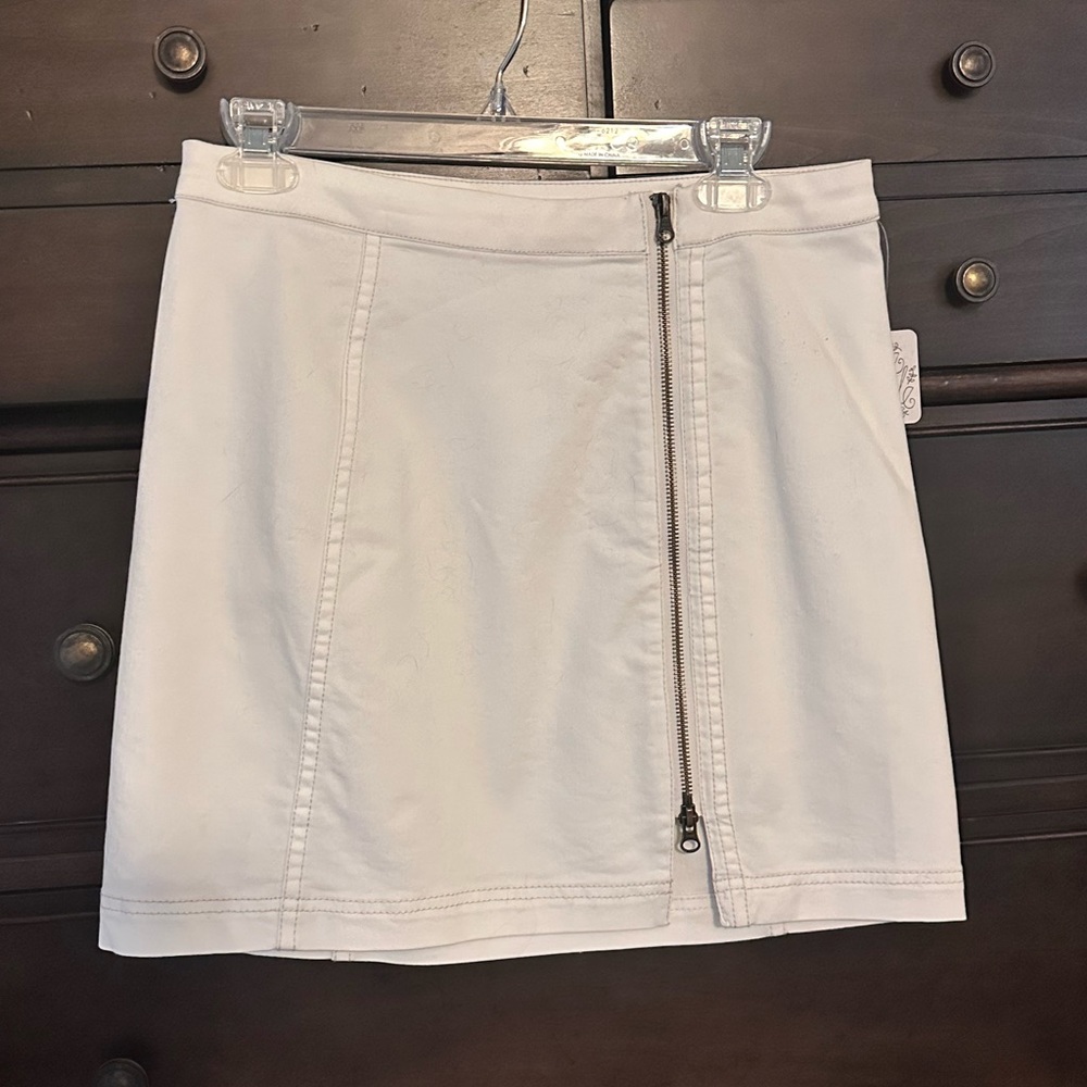 Free People White Side Zip Skirt NWT